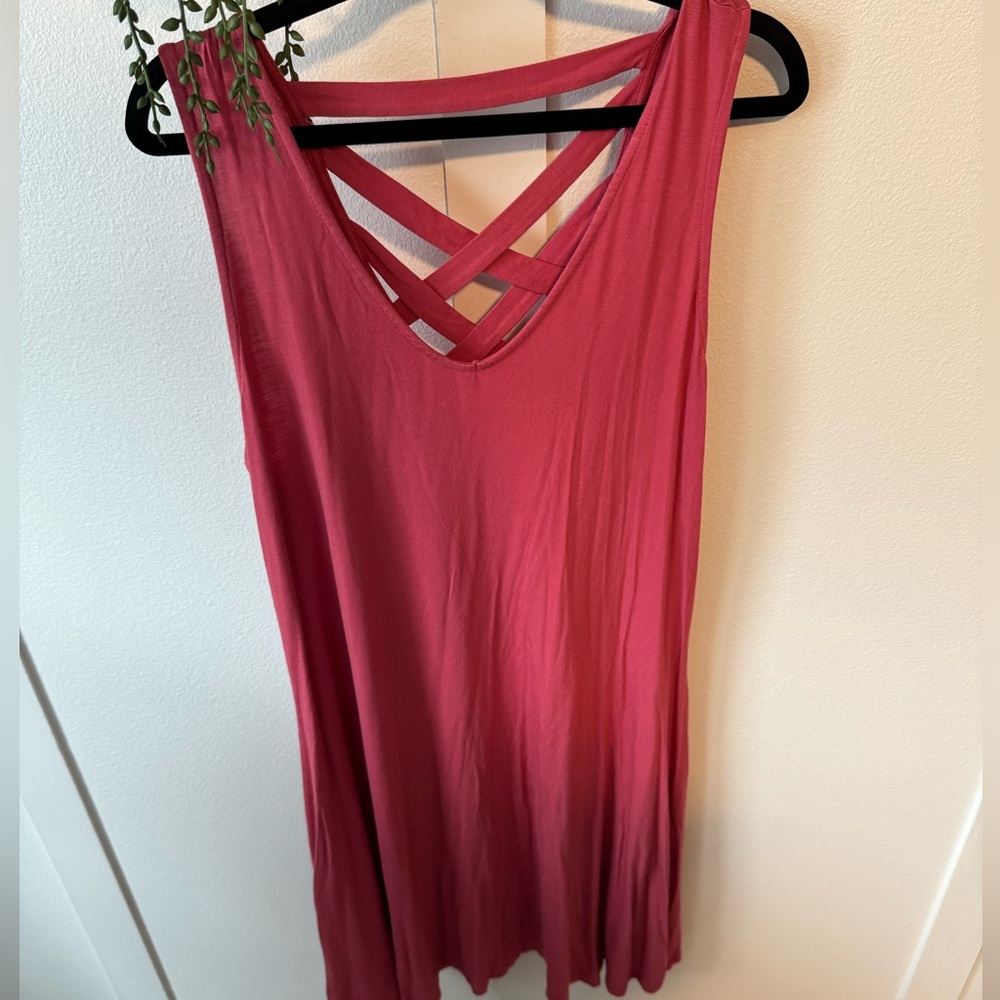 Maurices Crisscross Back Tank Mid Dress - Rose